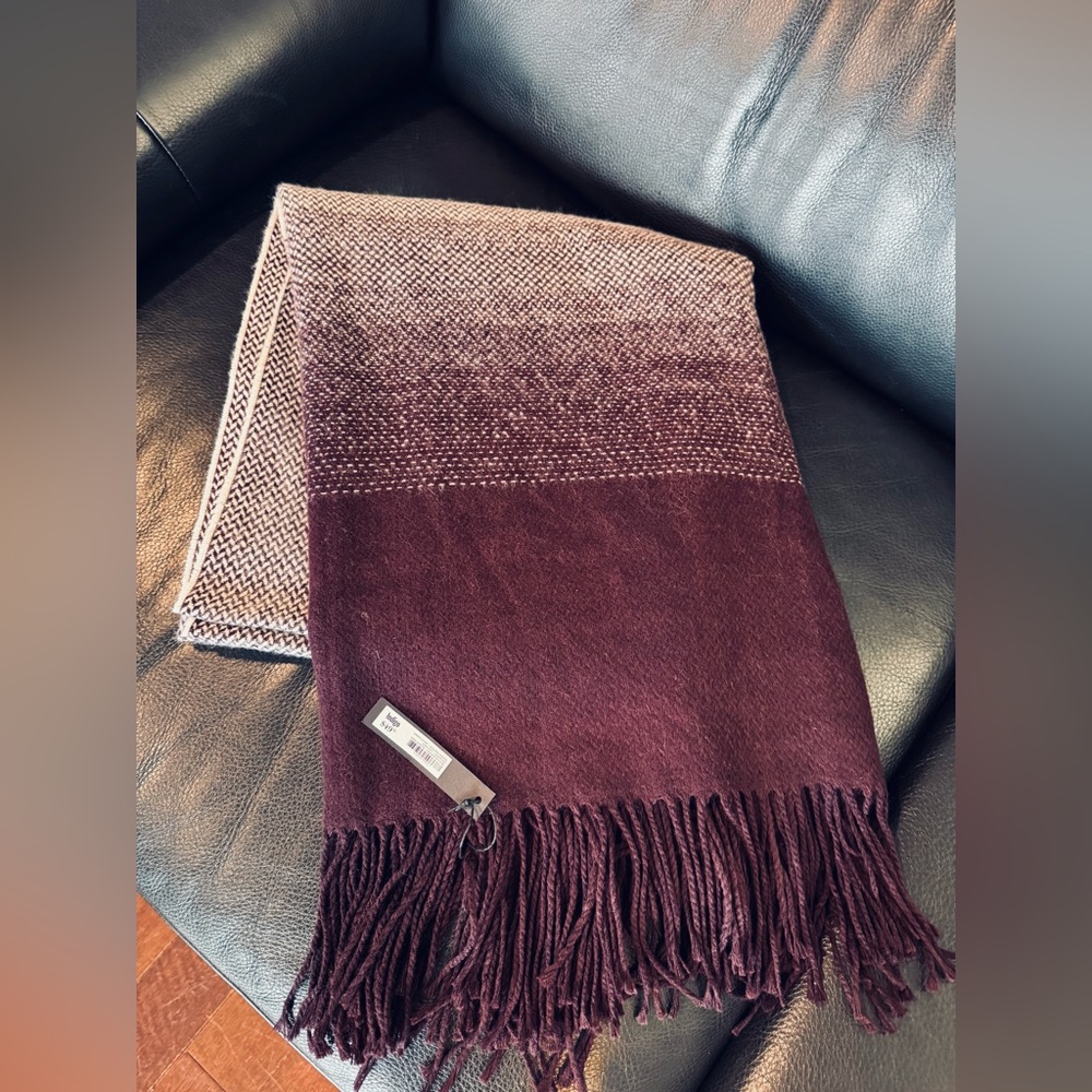 Love & Lore Eggplant/Plum Ombre Fringe Scarf/Throw NWT
